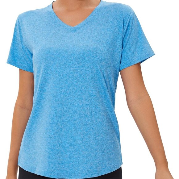 6 Pack Workout Shirts Women V-Neck T Shirts Athletic Short Sleeve UPF 50+ UV Sun - Picture 2 of 6